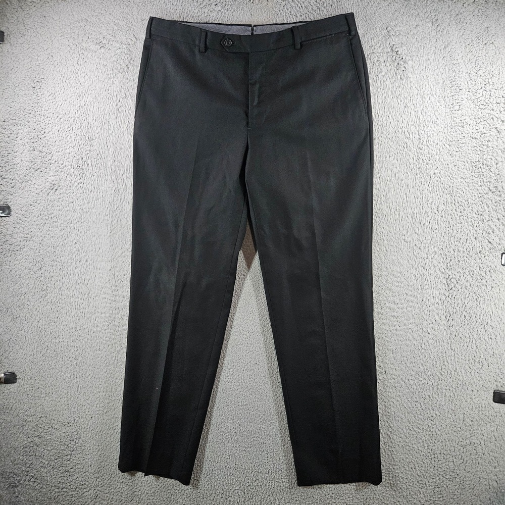 J. Hilburn Mens Black Wool Dress Pants Vitale Barberis Canonico 34x30 Portugal